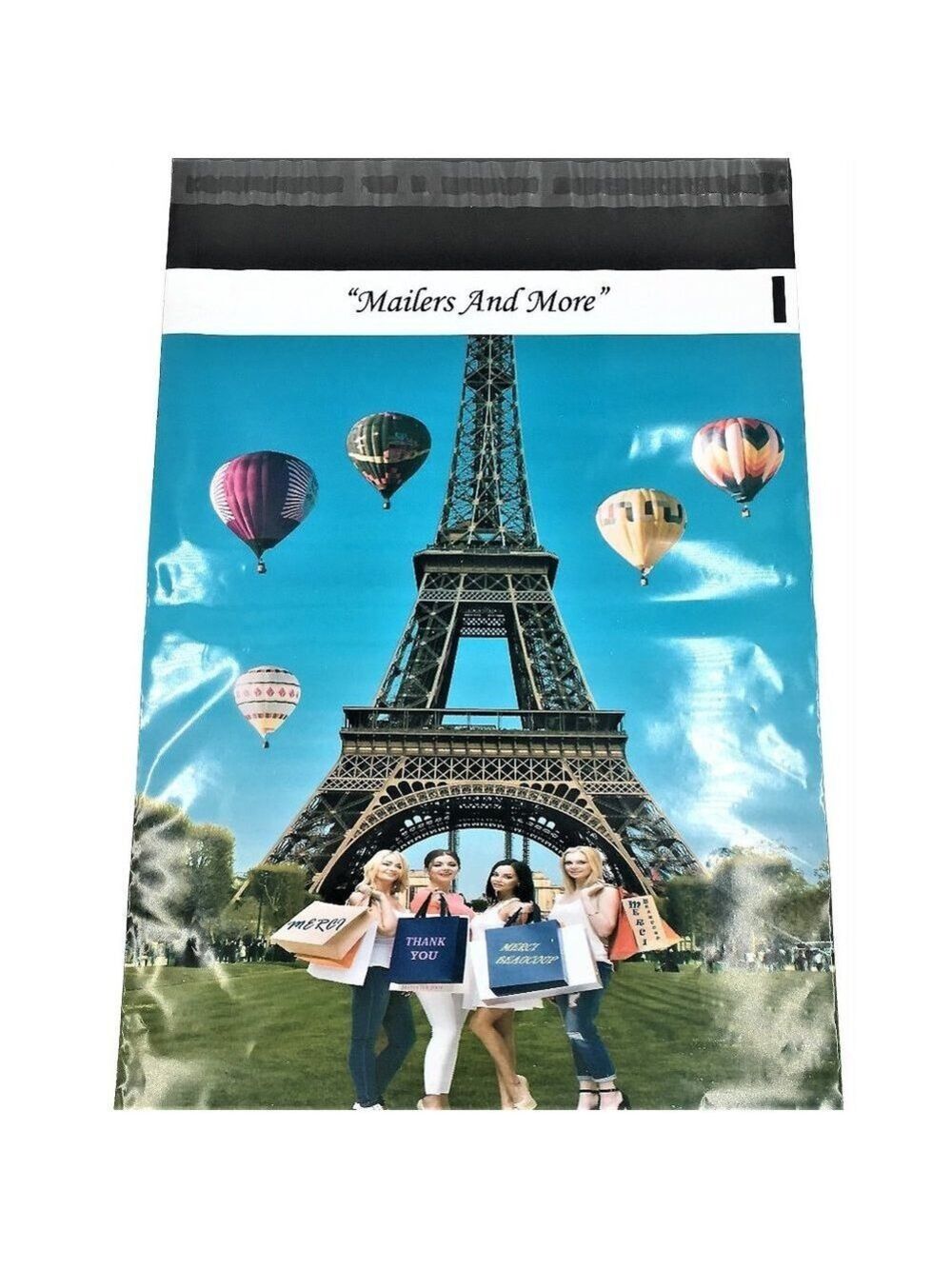 25 10X13 Shopping Girls Eiffel Tower Paris Poly Mailers Flat Shipping Envelopes - Picture 4 of 10